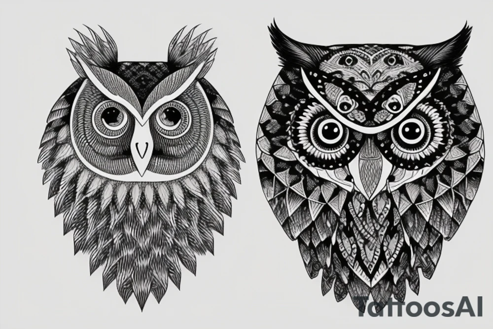 bear with an owl tattoo idea