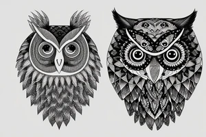 bear with an owl tattoo idea