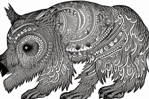 bear with an owl tattoo idea