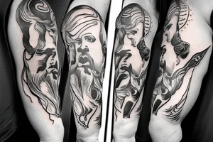 Zeus holding a lightning on the top of olimp tattoo idea
