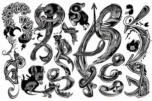 Should contain letter R and C and Zodiac sings of Aris and cancer tattoo idea