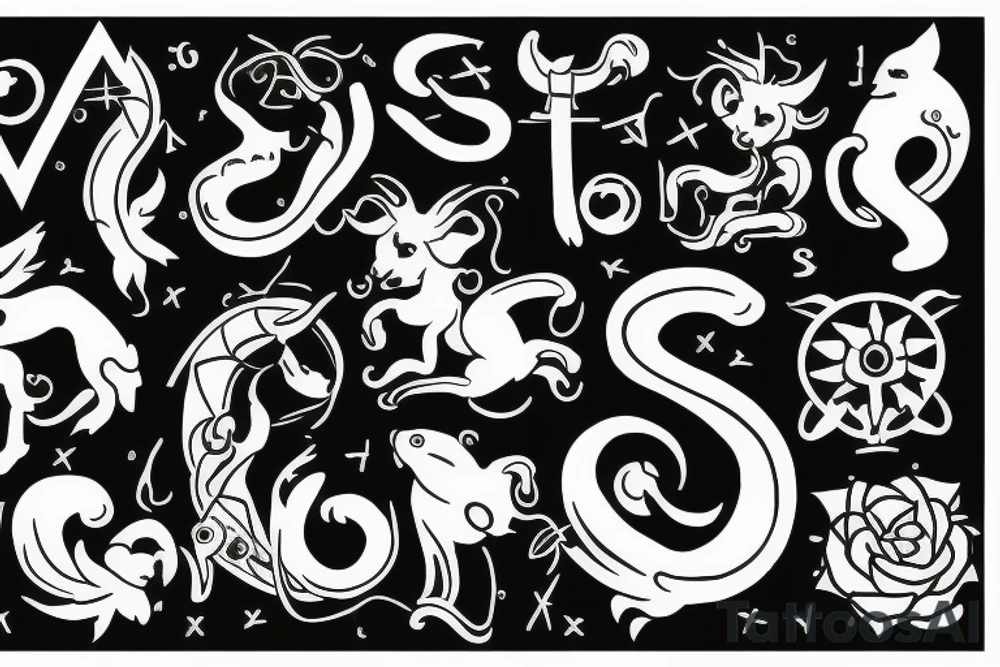 Should contain letter R and C and Zodiac sings of Aries and cancer tattoo idea