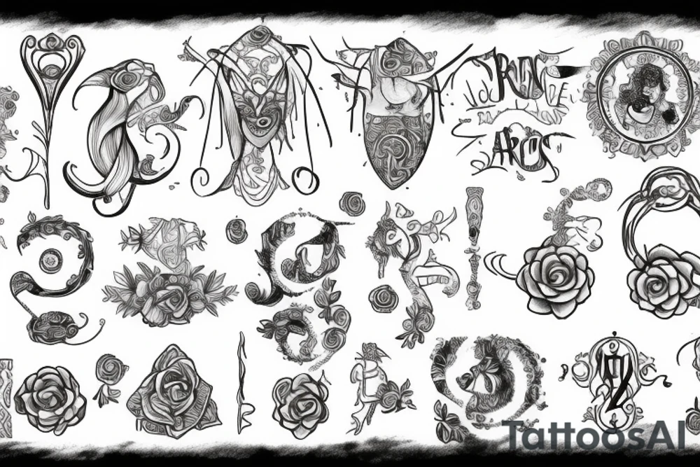 Should contain letter R and C and Zodiac sings of Aries and cancer tattoo idea