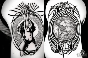 female atlas holding up the world tattoo idea