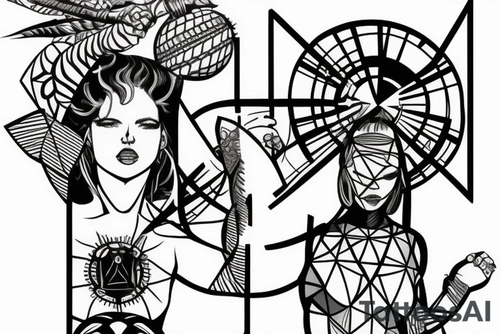 female atlas holding up the world tattoo idea