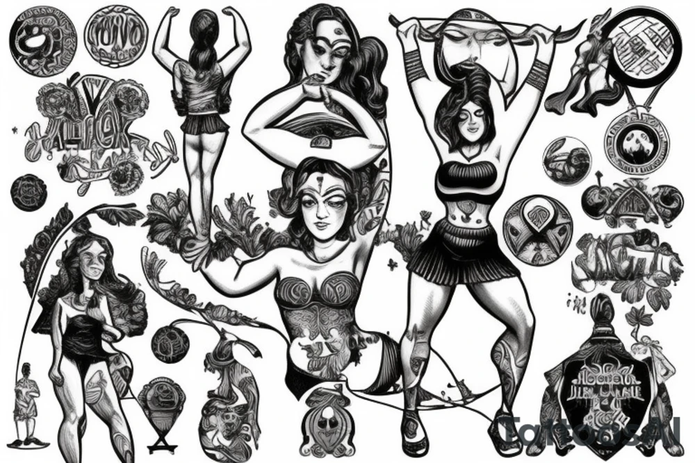 female atlas holding up the world tattoo idea