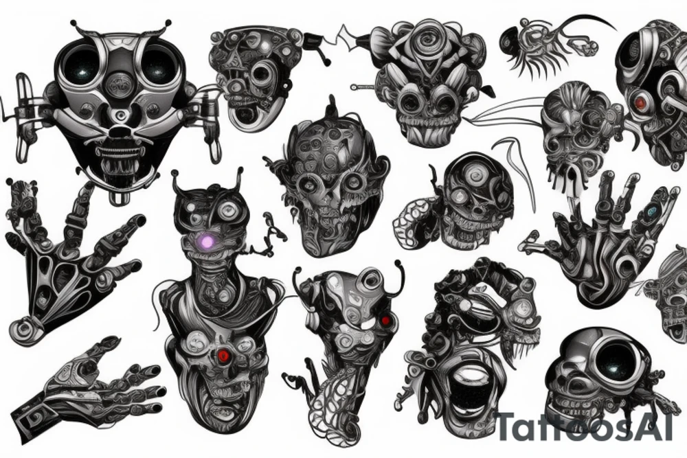 Robotic demon tattoo idea