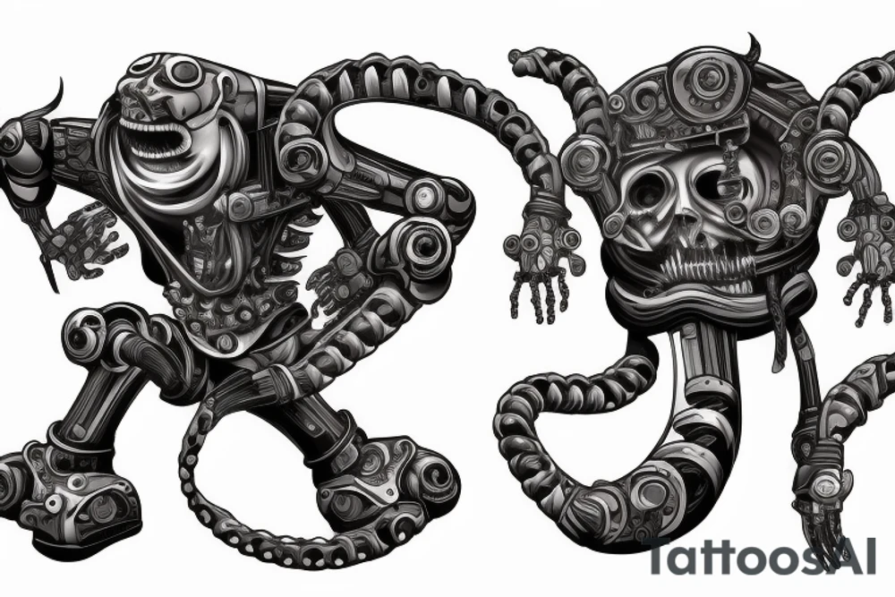Robotic demon tattoo idea