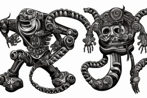 Robotic demon tattoo idea