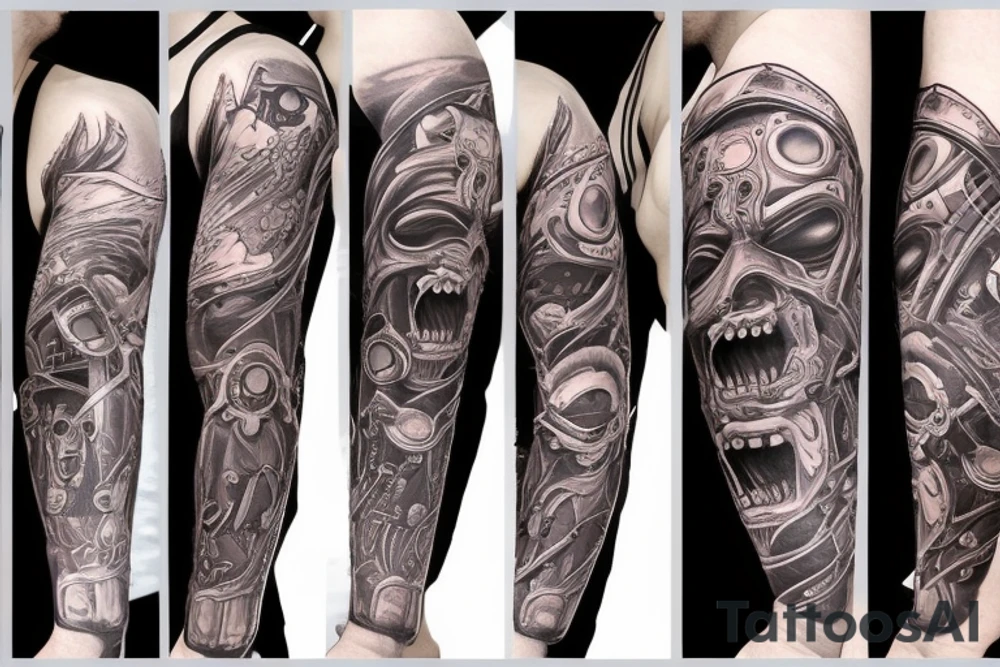 Robotic demon head tattoo idea