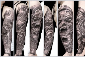Robotic demon head tattoo idea