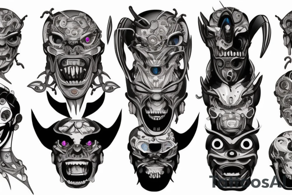 Robotic demon head tattoo idea