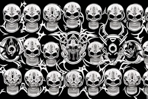 Robotic demon skull symmetrical tattoo idea