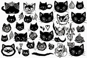 black cat with gothic style tattoo idea