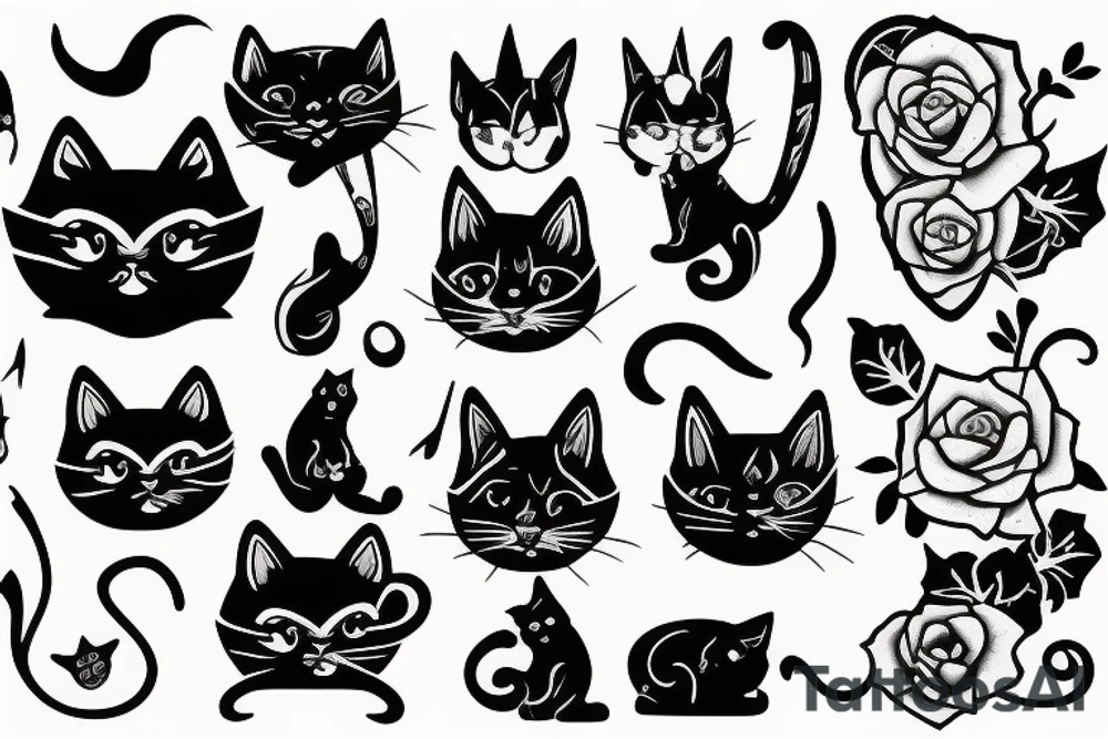 black gothic cat tattoo idea