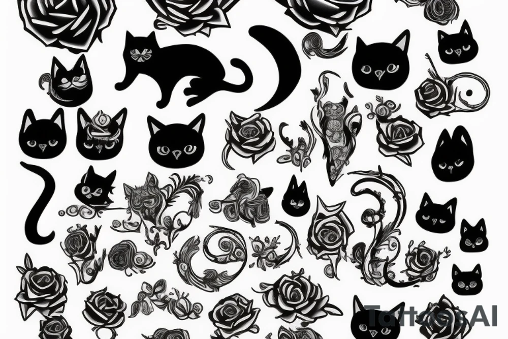 black gothic cat tattoo idea