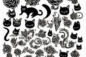 black gothic cat tattoo idea