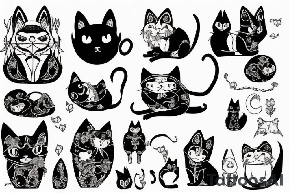 black gothic cat tattoo idea