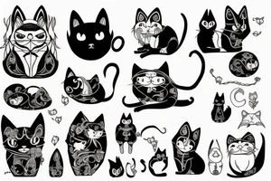 black gothic cat tattoo idea