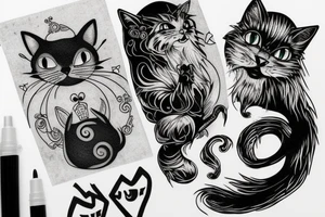 black gothic cat tattoo idea
