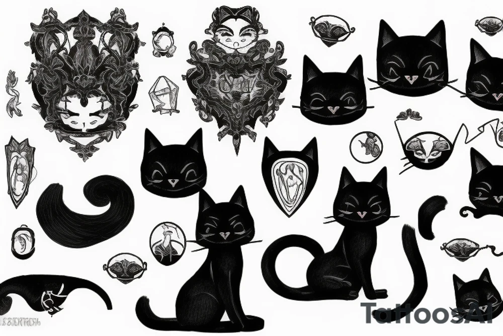 black gothic cat tattoo idea