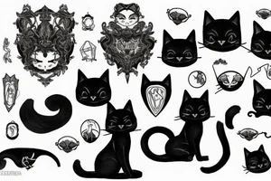 black gothic cat tattoo idea