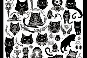 black gothic cat tattoo idea