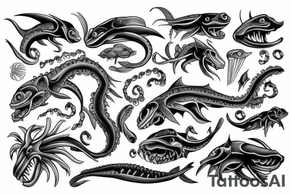 Deep sea monster tattoo idea