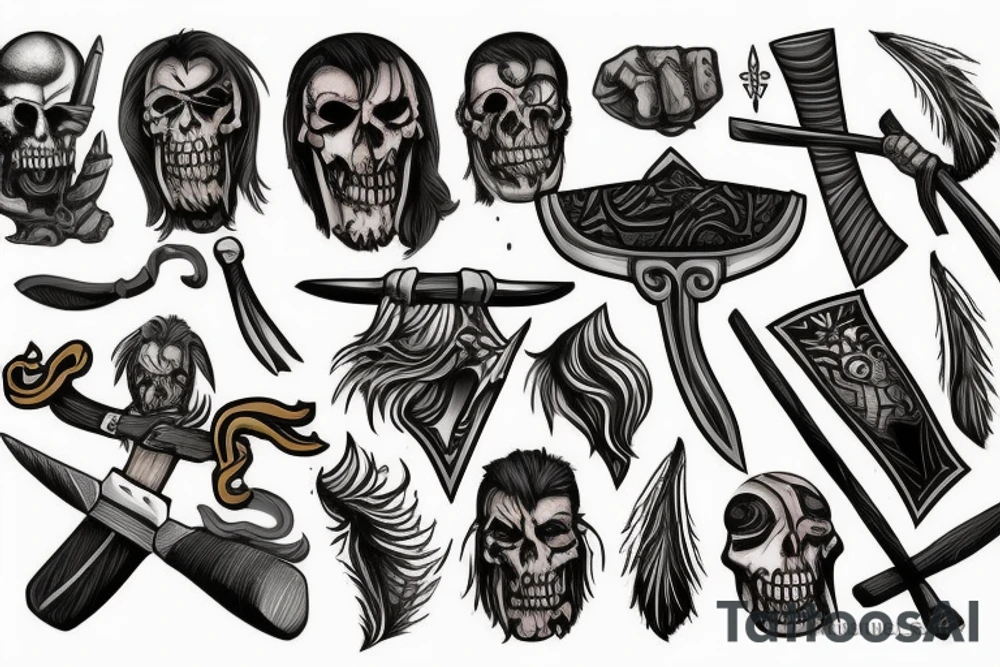 Aggressive warrior holding an axe tattoo idea