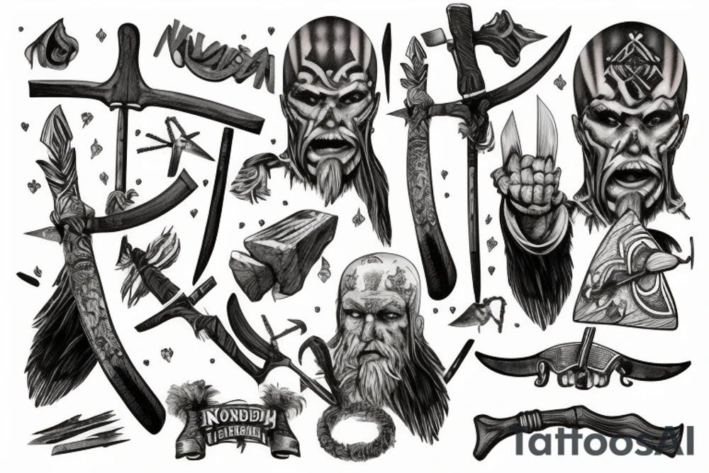 Nordic warrior holding an axe tattoo idea