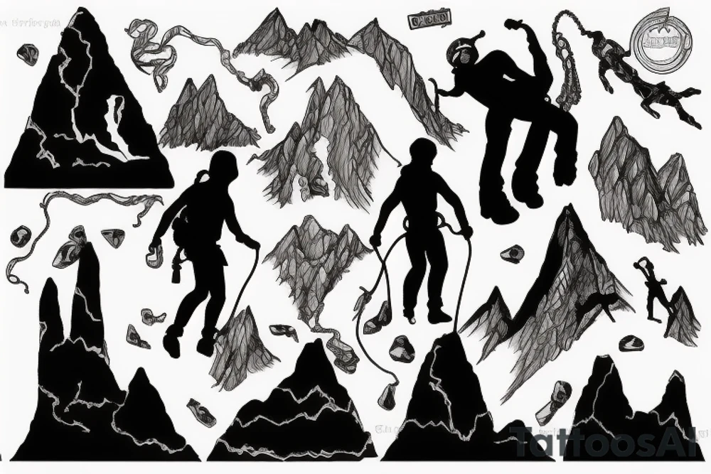 climber climbing the mountain tattoo idea