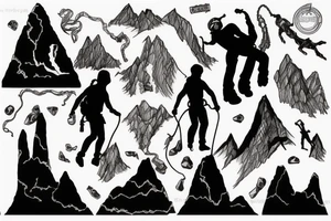 climber climbing the mountain tattoo idea