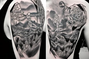 climber climbing the mountain tattoo idea