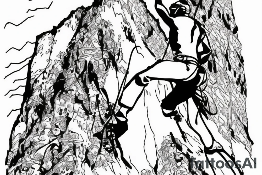 climber climbing the mountain tattoo idea
