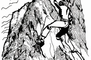 climber climbing the mountain tattoo idea