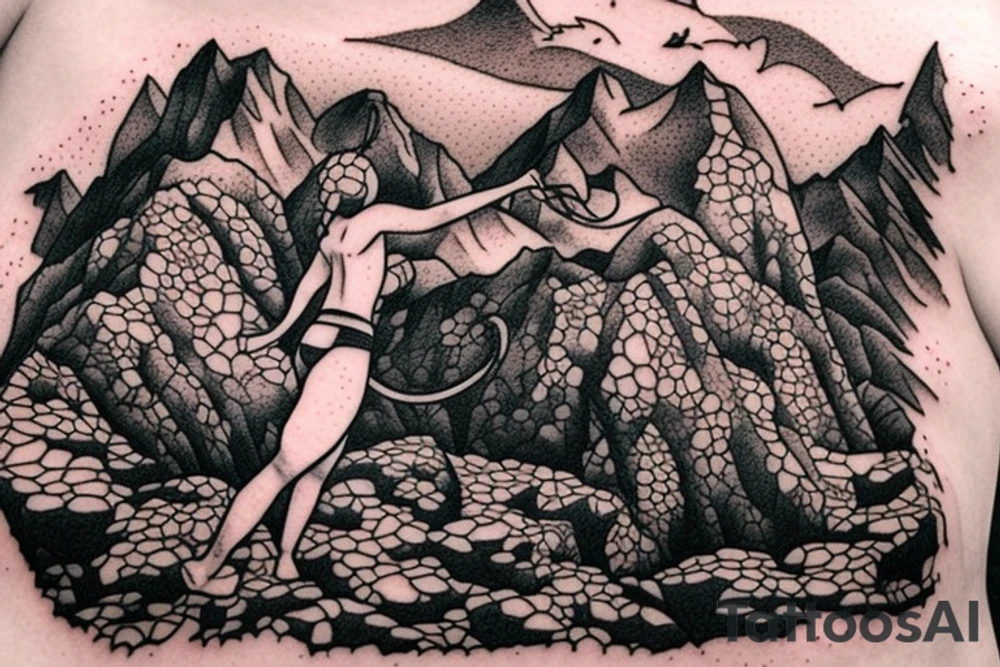 climber climbing the mountain tattoo idea
