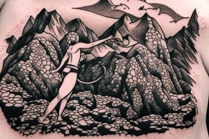 climber climbing the mountain tattoo idea