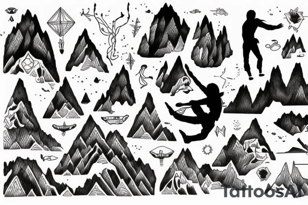 climber climbing the mountain tattoo idea