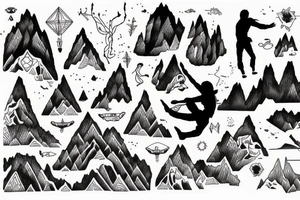 climber climbing the mountain tattoo idea