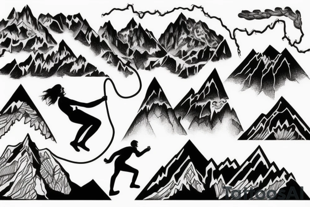 climber climbing the mountain tattoo idea
