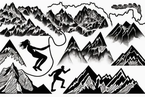 climber climbing the mountain tattoo idea