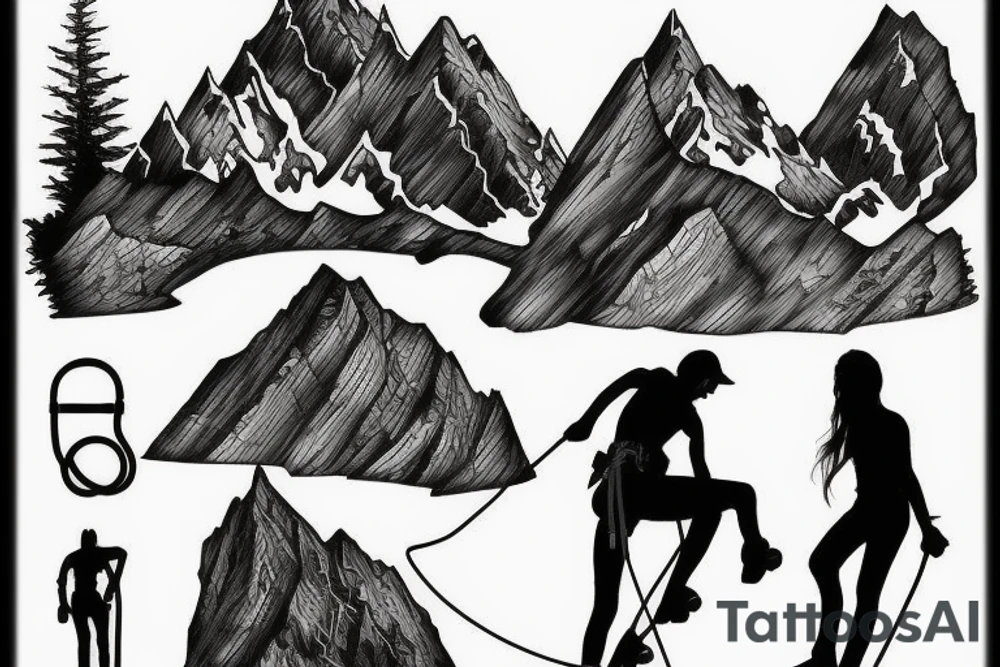 climber climbing the mountain tattoo idea