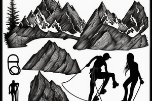 climber climbing the mountain tattoo idea