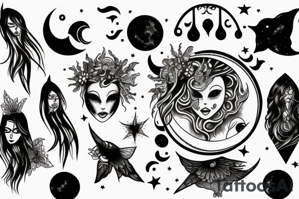 A moon written moonchild tattoo idea