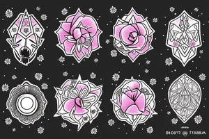 Libra zodiac, cosmos flower, rose quartz, pink tattoo idea