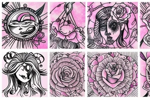 Libra zodiac, cosmos flower, rose quartz, pink tattoo idea