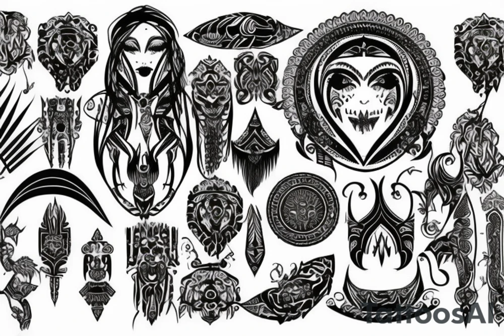 The new tribal Gothic patterns are gloomy tattoo idea