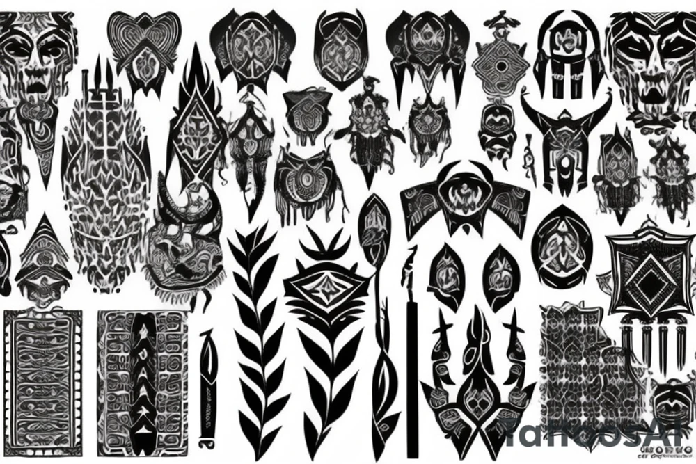 The new tribal Gothic patterns are gloomy tattoo idea