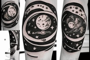 Sketch of the Moon with stars detailed tattoo idea