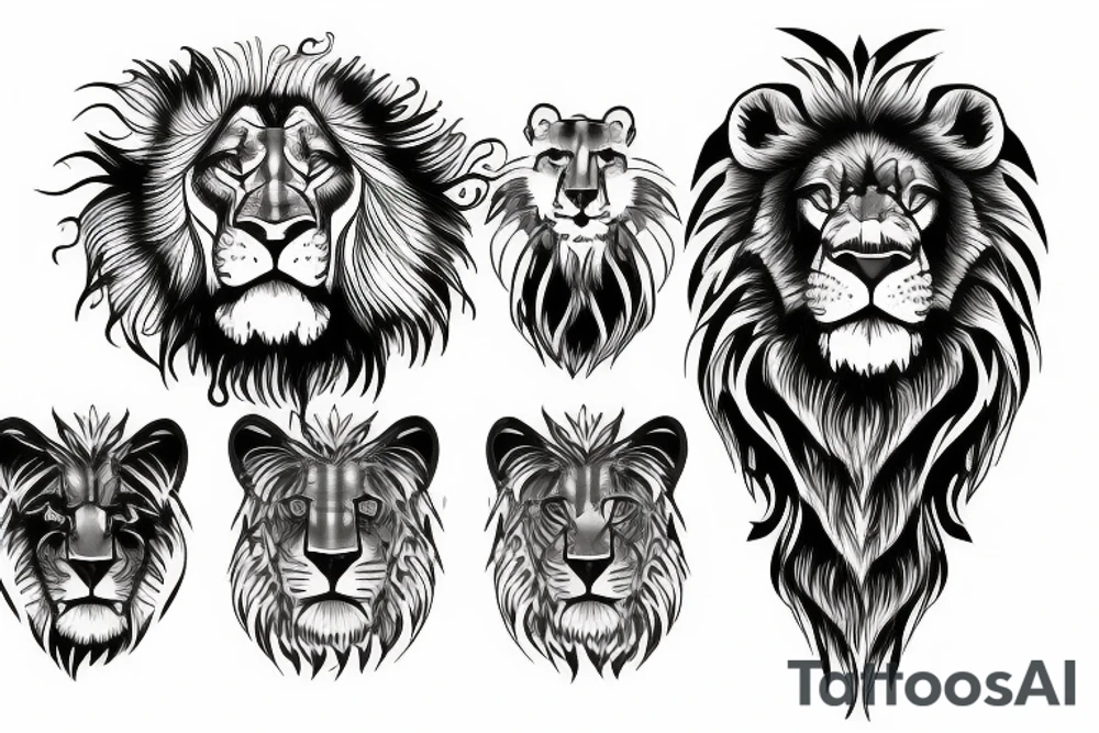 Five lions strong tattoo idea